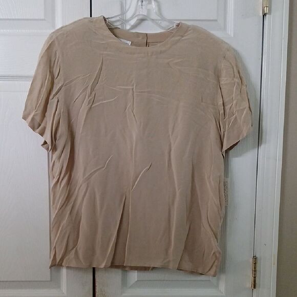 Rena Rowan for Saville vintage   tan short sleeve silk blouse Sz 16 NWT - Picture 1 of 9
